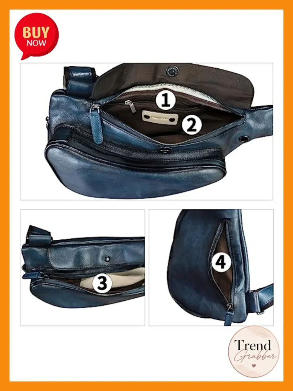 Genuine Leather Sling Bag Retro Crossbody Backpack Handmade Chest Purse Daypack